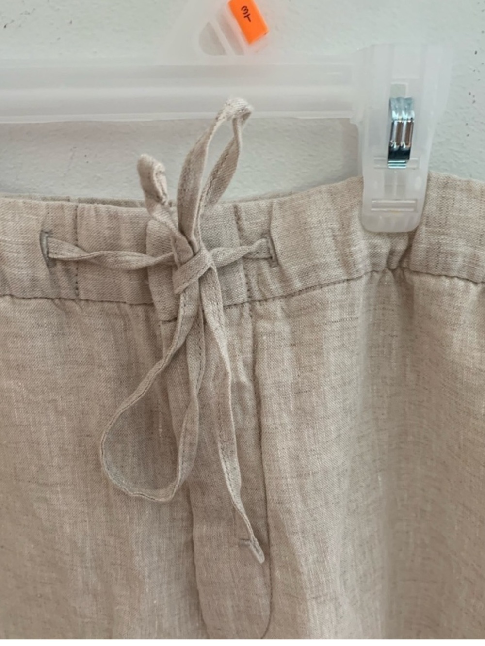 H&M 100% Linen Drawstring Relaxed Pants - Neutral Beige small/ medium - Picture 4 of 8